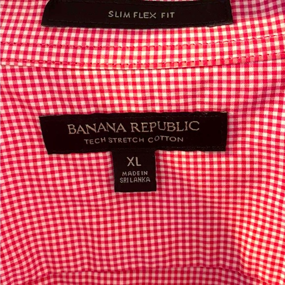 Banana Republic Collared Shirt Mens Slim Fit Pink White Check Long Sleeve Sz XL - Picture 3 of 5